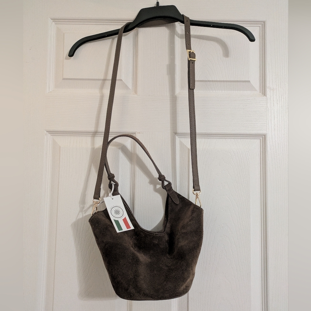 Brown Genuine Leather Made In Italy Italian Hand Bag Handbag Shoulder Bag Purse - Picture 4 of 12